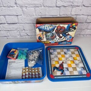 Marvel Spider-Man Game & Puzzle Tub Cardinal 2009 Checkers Puzzle Card Game NEW